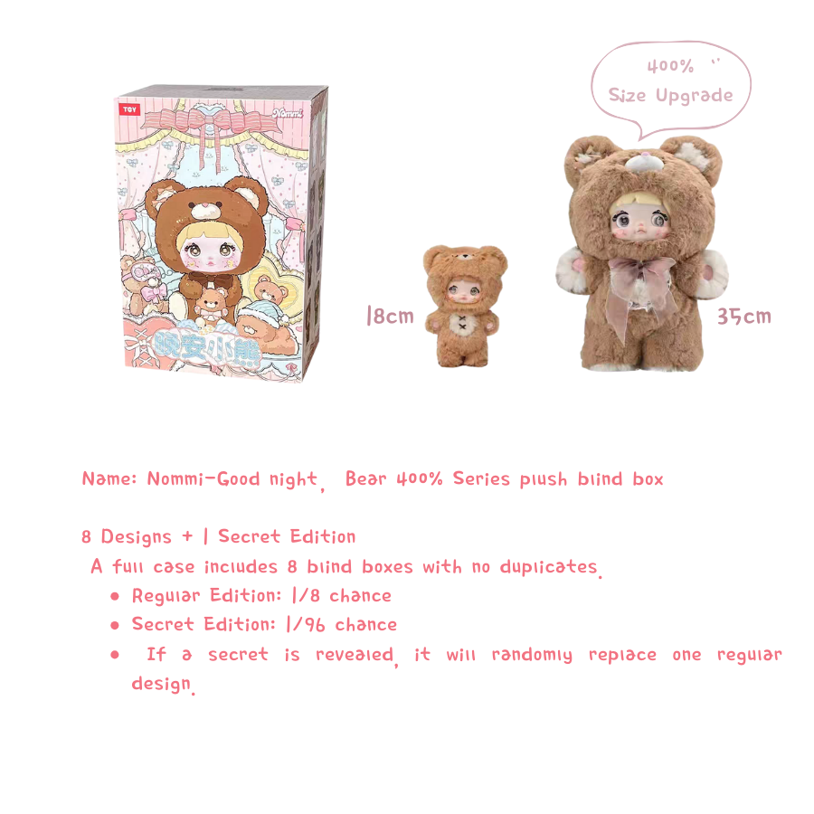 Nommi-Good night,Bear 400% Series plush blind box